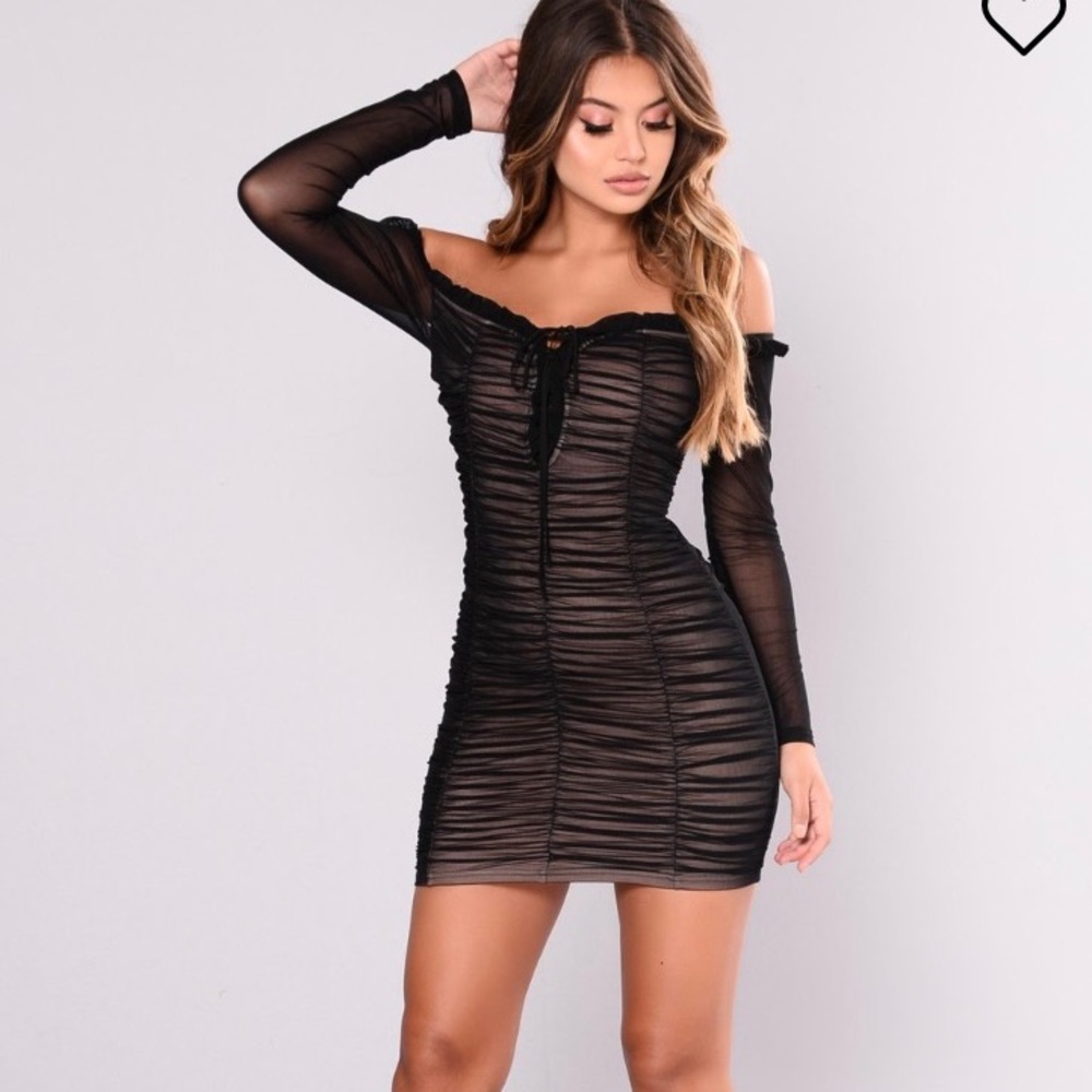 Fashion Nova mesh lace up dress (new without tags)